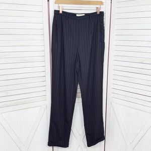 Casual Corner Pinstripe Cuff Hem Trouser Dress Pants Black 10